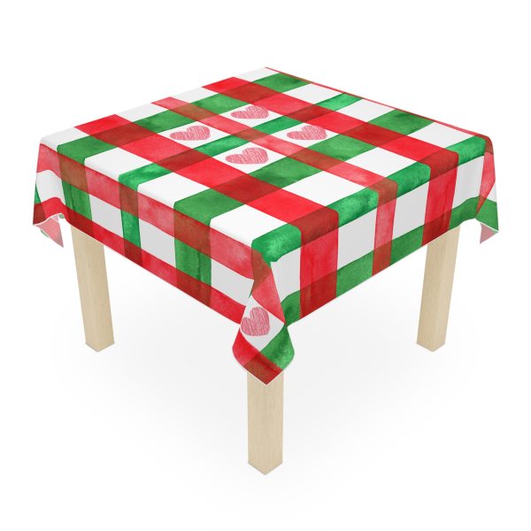 Festive Heart-Patterned Tablecloth for Holidays and Gatherings