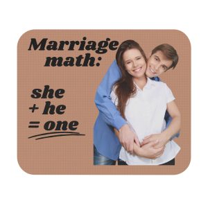 Romantic Marriage Math Mouse Pad for Couples - She + He = One Design
